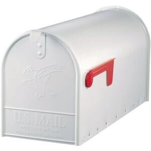 Architectural Mailboxes Elite Classic Galvanized Steel Post Mount White Mailbox